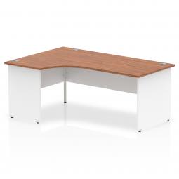 Dynamic Impulse 1800mm Left Crescent Desk Walnut Top White Panel End Leg TT000031