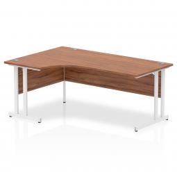 Impulse Contract Left Hand Crescent Cantilever Desk W1800 x D1200 x H730mm Walnut Finish/White Frame - I002136