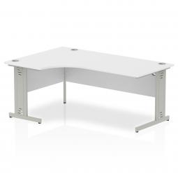 Dynamic Impulse 1800mm Left Crescent Desk White Top Silver Cable Managed Leg I000493