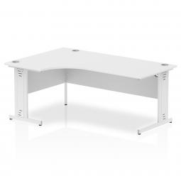 Impulse Contract Left Hand Crescent Cable Managed Leg Desk W1800 x D1200 x H730mm White Finish/White Frame - I002398