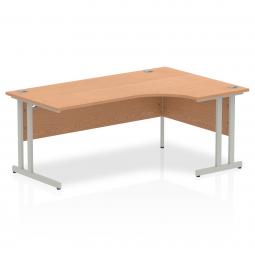 Impulse 1800mm Right Crescent Desk Oak Top Silver Cantilever Leg I000825