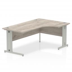 Dynamic Impulse 1800mm Right Crescent Desk Grey Oak Top Silver Cable Managed Leg I003144