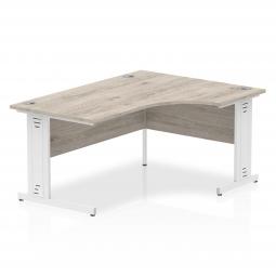 Dynamic Impulse 1800mm Right Crescent Desk Grey Oak Top White Cable Managed Leg I003535