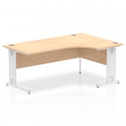 Impulse Contract Right Hand Crescent Cable Managed Leg Desk W1800 x D1200 x H730mm Maple Finish/White Frame - I002625