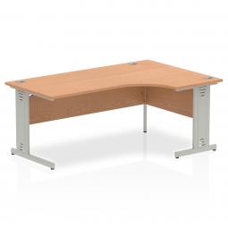 Dynamic Impulse 1800mm Right Crescent Desk Oak Top Silver Cable Managed Leg I000866