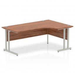 Dynamic Impulse 1800mm Right Crescent Desk Walnut Top Silver Cantilever Leg I000346