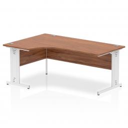 Impulse Contract Right Hand Crescent Cable Managed Leg Desk W1800 x D1200 x H730mm Walnut Finish/White Frame - I002149