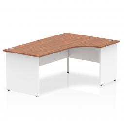 Dynamic Impulse 1800mm Right Crescent Desk Walnut Top White Panel End Leg TT000043