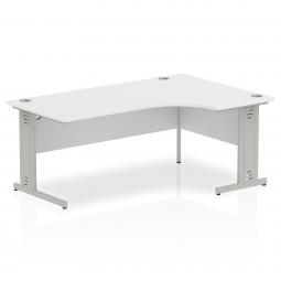 Dynamic Impulse 1800mm Right Crescent Desk White Top Silver Cable Managed Leg I000494