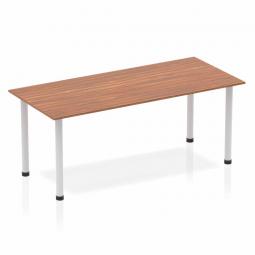 Dynamic Impulse 1800mm Straight Table Walnut Top Silver Post Leg BF00187