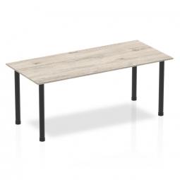 Dynamic Impulse 1800mm Straight Table Grey Oak Top Black Post Leg BF00401