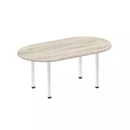 Dynamic Impulse W1800 x D1000 x H740mm Boardroom Table Post Leg Grey Oak Finish Brushed Aluminium Frame - I003734