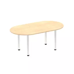 Dynamic Impulse W1800 x D1000 x H740mm Boardroom Table Post Leg Maple Finish Brushed Aluminium Frame - I003732