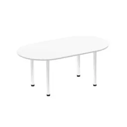 Dynamic Impulse W1800 x D1000 x H740mm Boardroom Table Post Leg White Finish Chrome Frame - I003719