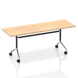 Dynamic Impulse 1800mm Flip Top Rectangular Table Maple Finish Silver Frame - I004314