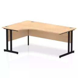 Dynamic Impulse W1800 x D1200/800 x H730mm Left Hand Crescent Desk With Cable Management Ports Cantilever Leg Maple Finish Black Frame - MI003242