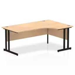 Dynamic Impulse W1800 x D800/1200 x H730mm Right Hand Crescent Desk With Cable Management Ports Cantilever Leg Maple Finish Black Frame - MI003249