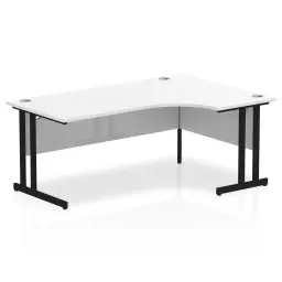 Dynamic Impulse W1800 x D800/1200 x H730mm Right Hand Crescent Desk With Cable Management Ports Cantilever Leg White Finish Black Frame - MI003339