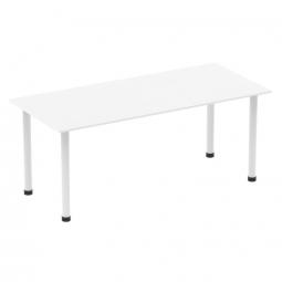 Impulse 1800mm Straight Table White Top White Post Leg I003695