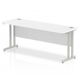 Impulse 1800x600mm Straight Desk White Top Silver MI002199