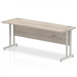 Impulse 1800 x 600mm Straight Desk Grey Oak Top Silver Cantilever Leg I003079