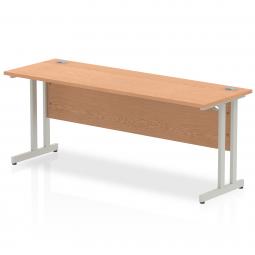 Impulse 1800 x 600mm Straight Desk Oak Top Silver Cantilever Leg MI002651