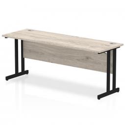 Impulse 1800 x 600mm Straight Desk Grey Oak Top Black Cantilever Leg MI003370