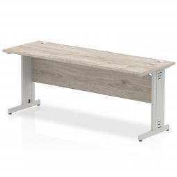 Impulse 1800x600mm Straight Desk Grey Oak Top Silver I003111