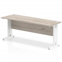 Impulse 1800x600mm Straight Desk Grey Oak Top White I003112