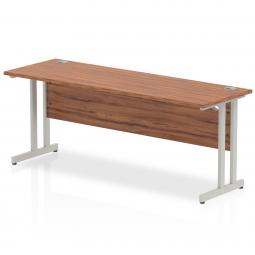 Impulse 1800 x 600mm Straight Desk Walnut Top Silver Cantilever Leg MI001913