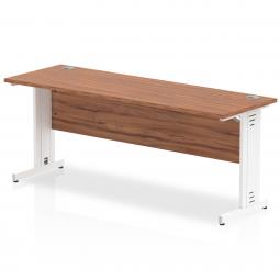 Impulse 1800 x 600mm Straight Desk Walnut Top White Cable Managed Leg MI002008