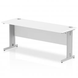 Impulse 1800 x 600mm Straight Desk White Top Silver Cable Managed Leg MI002279