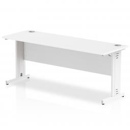 Impulse 1800 x 600mm Straight Desk White Top White Cable Managed Leg MI002284