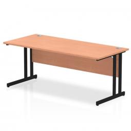 Impulse 1800 x 800mm Straight Desk Beech Top Black Cantilever Leg MI003213