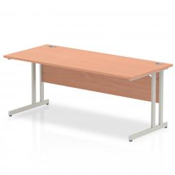 Impulse 1800x800mm Straight Desk Beech Top Silver I000286