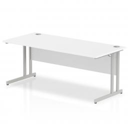 Impulse 1800x800mm Straight Desk White Top Silver I000308