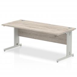 Impulse 1800x800mm Straight Desk Grey Oak Top Silver I003110