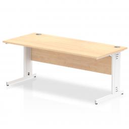 Impulse 1800 x 800mm Straight Desk Maple Top White Cable Managed Leg MI002500