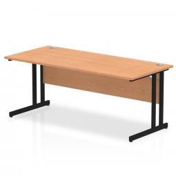 Impulse 1800 x 800mm Straight Desk Oak Top Black Cantilever Leg MI003303