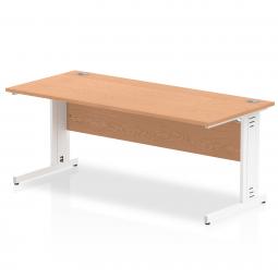 Impulse 1800 x 800mm Straight Desk Oak Top White Cable Managed Leg MI002726