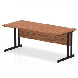 Impulse 1800 x 800mm Straight Desk Walnut Top Black Cantilever Leg MI003273