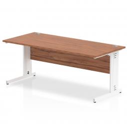 Impulse 1800 x 800mm Straight Desk Walnut Top White Cable Managed Leg MI001998