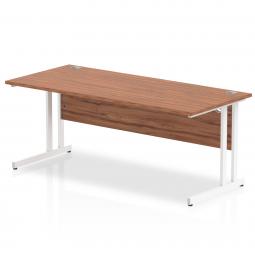 Impulse 1800 x 800mm Straight Desk Walnut Top White Cantilever Leg MI001908