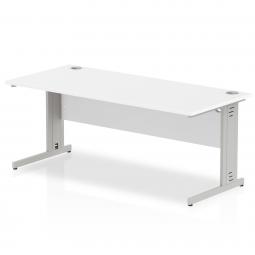 Impulse 1800x800mm Straight Desk White Top Silver I000481