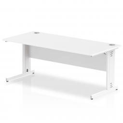 Impulse 1800 x 800mm Straight Desk White Top White Cable Managed Leg MI002274