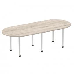 Dynamic Impulse 2400mm Boardroom Table Grey Oak Top Silver Post Leg I003246