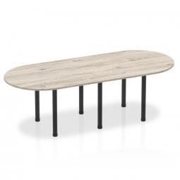 Dynamic Impulse 2400mm Boardroom Table Grey Oak Top Black Post Leg I004183