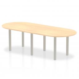 Dynamic Impulse 2400mm Boardroom Table Maple Top Silver Post Leg I000264