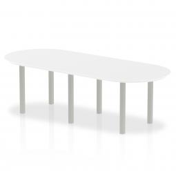 Dynamic Impulse 2400mm Boardroom Table White Top Silver Post Leg I000204