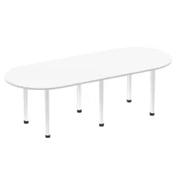 Dynamic Impulse W2400 x D1000 x H740mm Boardroom Table Post Leg White Finish Brushed Aluminium Frame - I003737